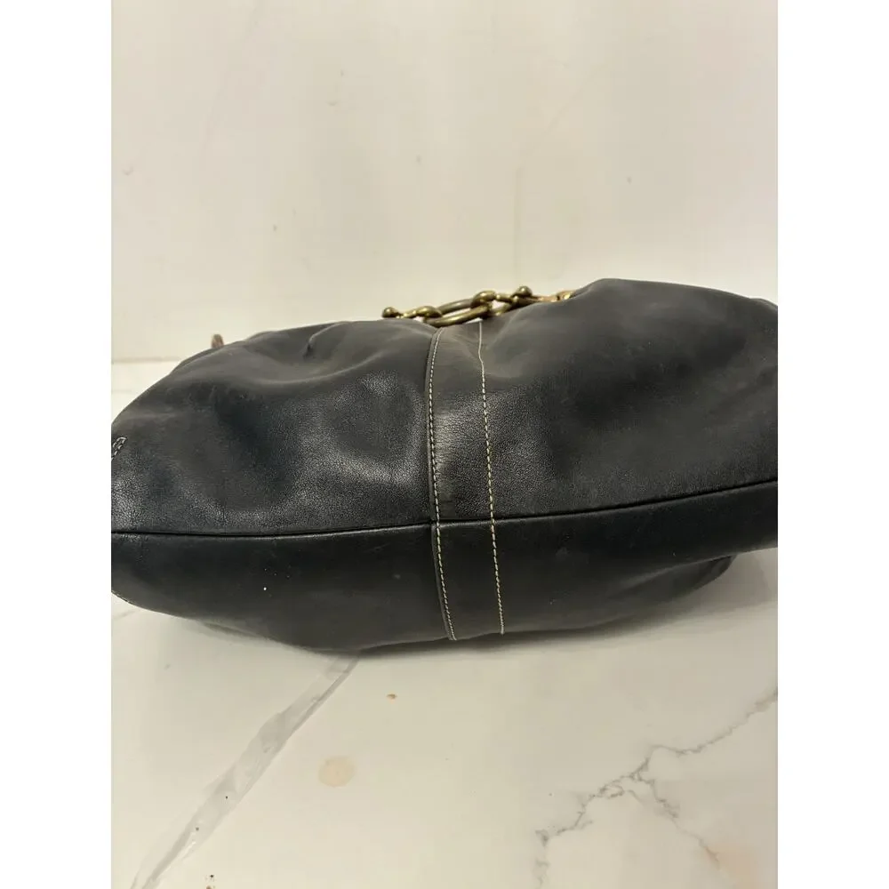 Coach Hamptons Bag Purse Horse Bit Hobo Black Gold Hardware Vtg Equestrian